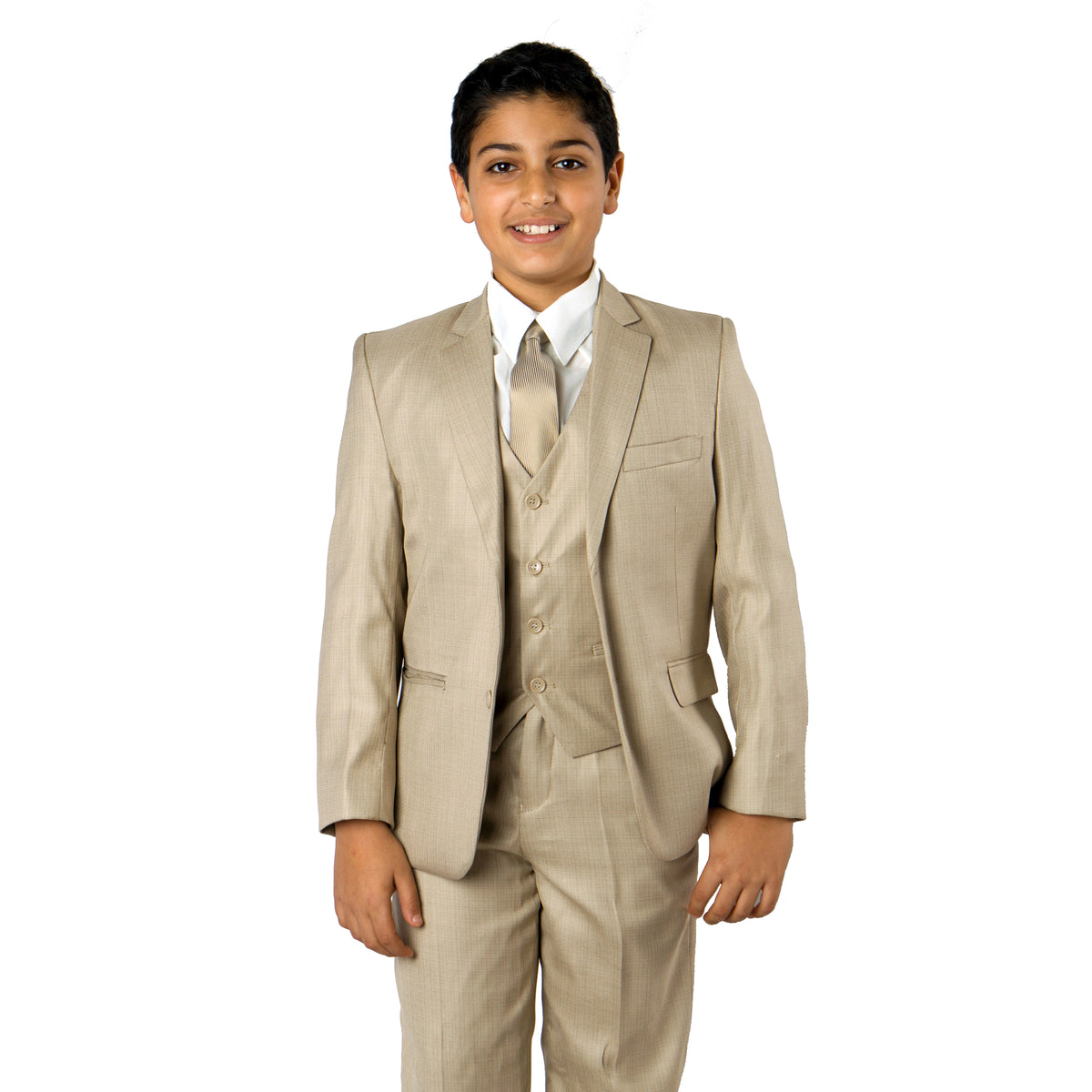 Tazzio Beige Formal Classic Fit Suits For Boys