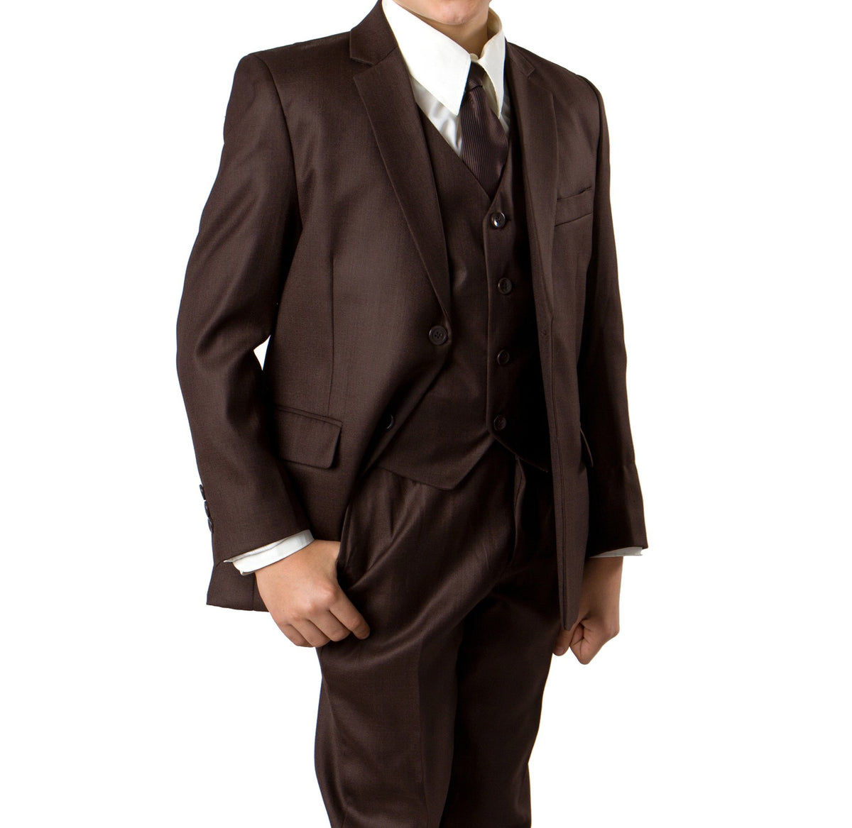 Tazzio Brown Formal Classic Fit Suits For Boys