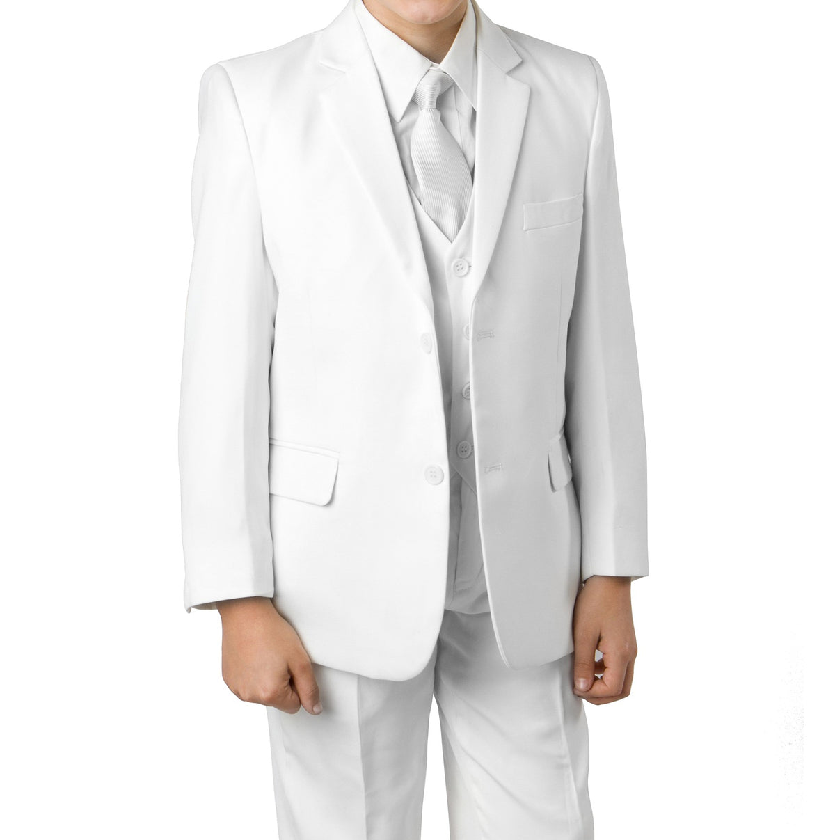 Tazzio White Formal Classic Fit Suits For Boys