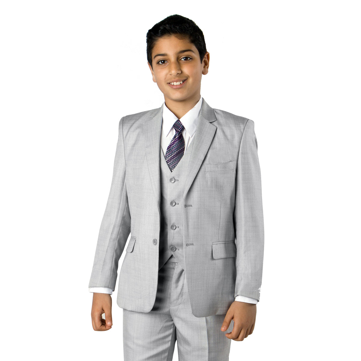 Tazzio Medium Grey Formal Classic Fit Suits For Boys