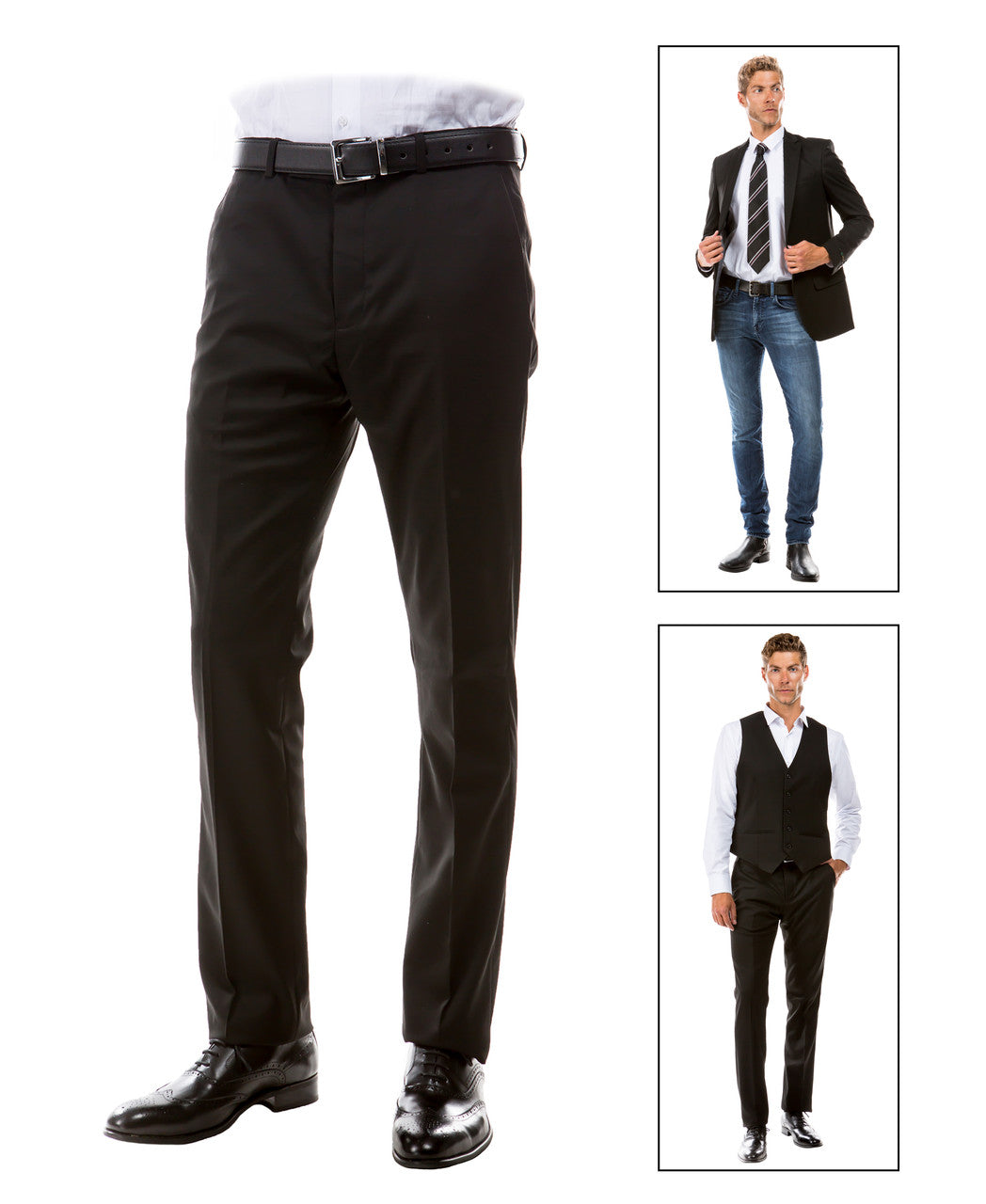 Zegarie Suit Separates Black Solid Men's Dress Pants