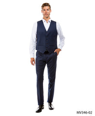 Zegarie Suit Separates Navy Solid Men's Vests