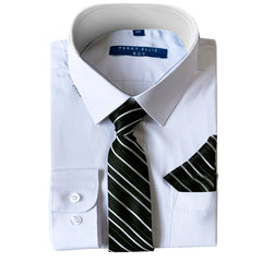 Perry Ellis Boys Dress Shirts w Black Tie Solid Shirts w Patterned Tie