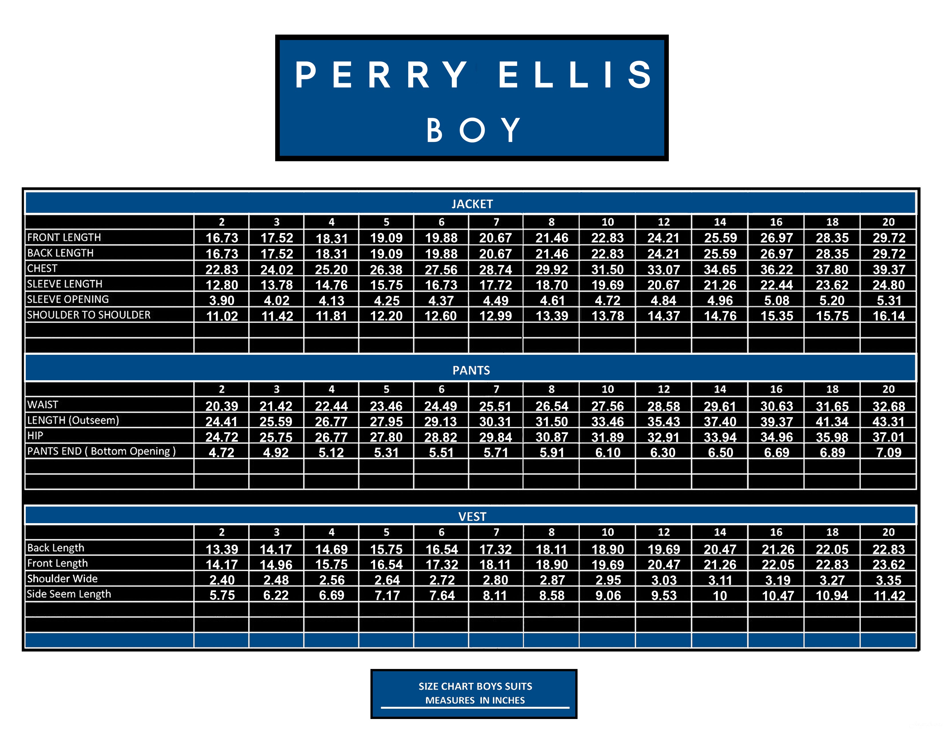 Perry Ellis Boys Suits Solid Black